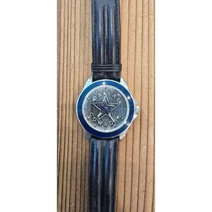 Jp Fossil Dallas Cowboys Mens Black Leather Strap Watch With Silver-Tone Star Di